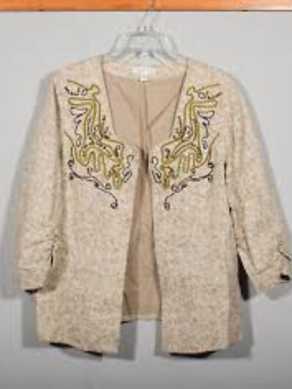 Coldwater Creek‎ Embroidered Beige Jacket Size 18